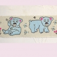Vintage French unused ribbon with teddy bear design.