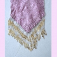 1920s pink lame length with beaded fringing.