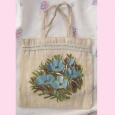 Adorable handmade floral painted vintage bag with hankie > Adorable handmade floral painted vintage bag with hankie
