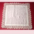 Antique silk hankie with hand made lace edging. - AG2