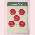 A card of 5 Smartwear red British buttons - N2 > Buttons > A card of 5 Smartwear red British buttons - N2