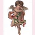 Chromo-litho print Victorian cut-out - Cupid and roses
